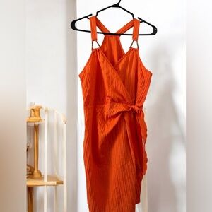 Stunning Orange Wrap Dress – Perfect for Any Occasion! 👠
